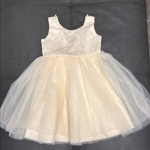 Elegant Cream Tulle Dress with Pearl Accents